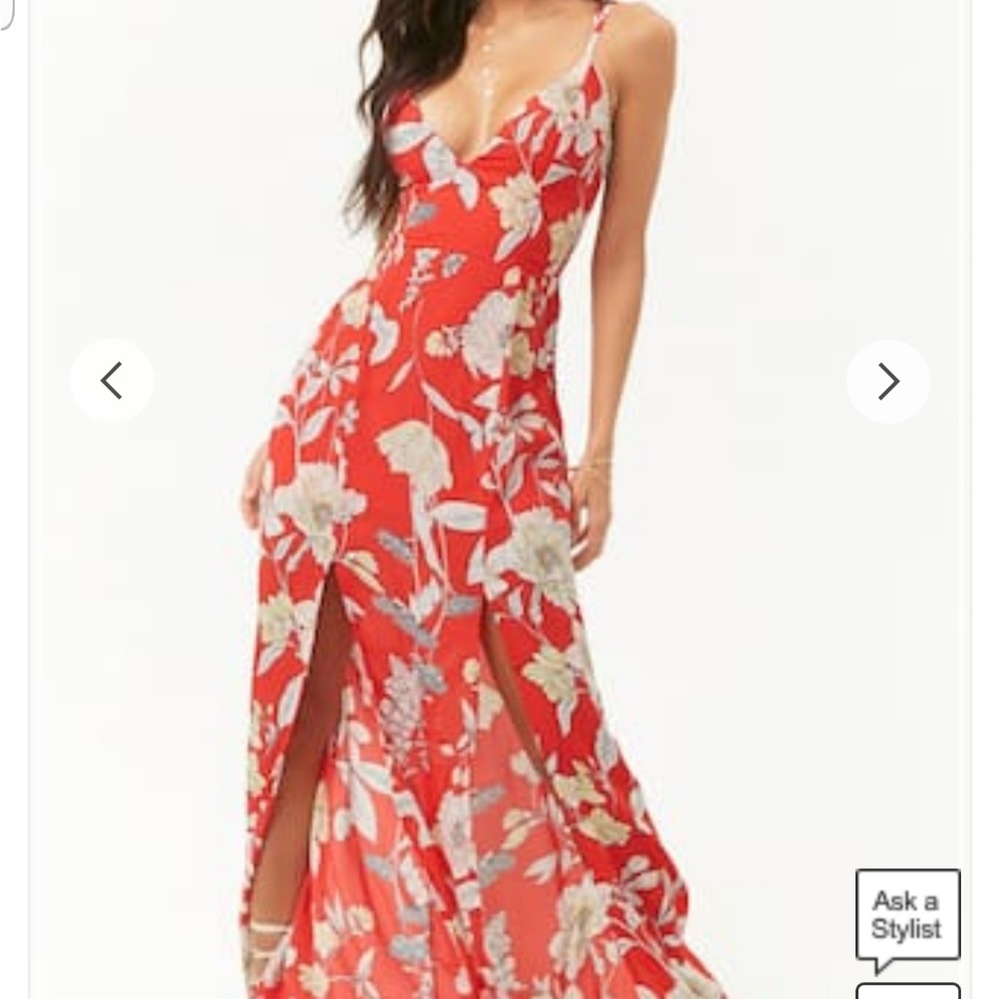 NWT Lace-up Floral Print Maxi Dress